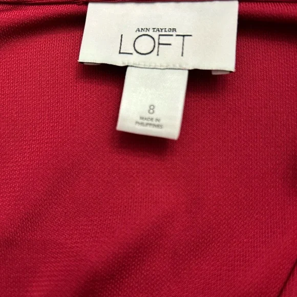 Ann Taylor LOFT Red Wrap Tie Front Short Sleeve Dress Sz 8 - Picture 3 of 8